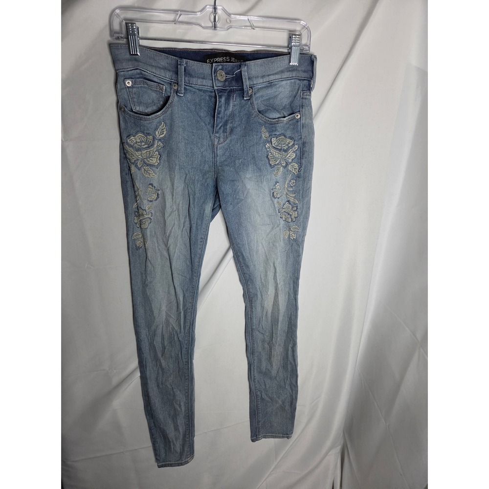 Express Skinny Jeans Womens 0R Blue Light Wash Skinny Mid Rise Skinny